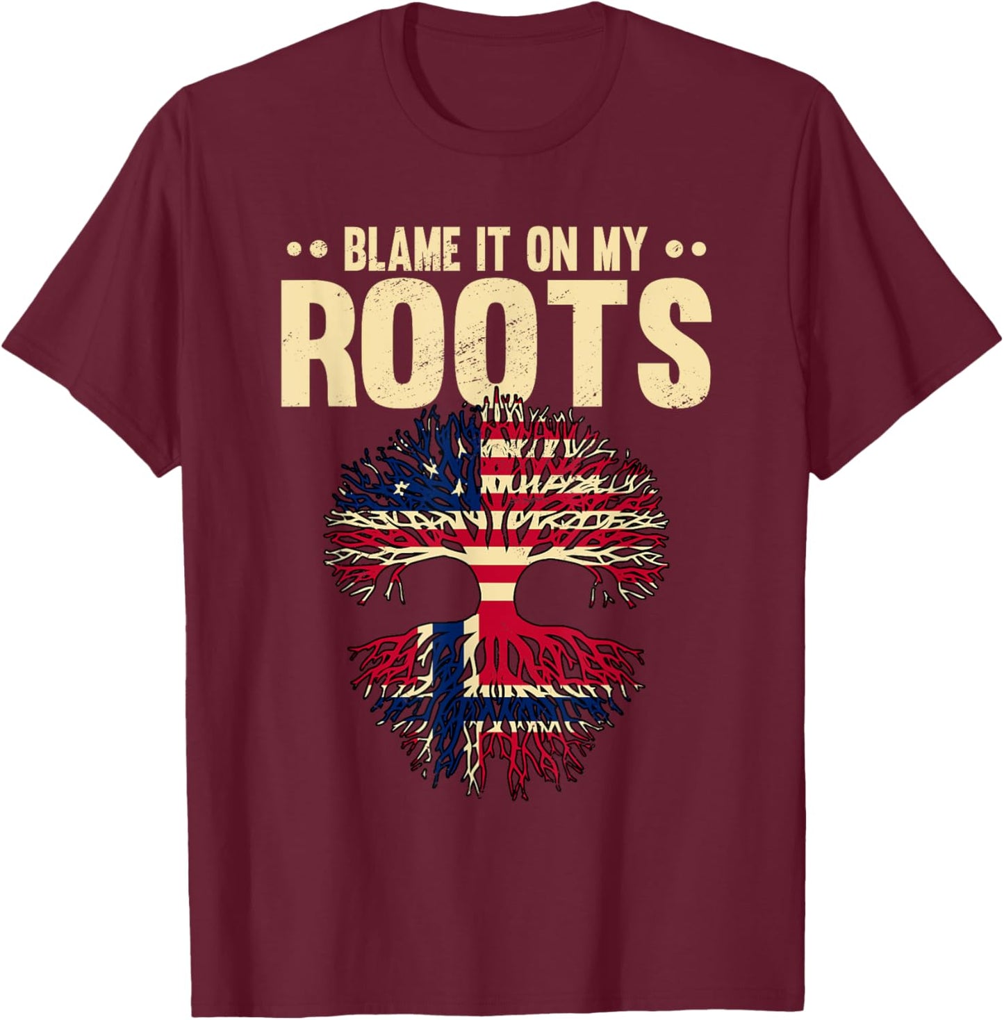 Blame It On My Roots American Heritage Norwegian Roots T-Shirt - T-Shirt | Maroon