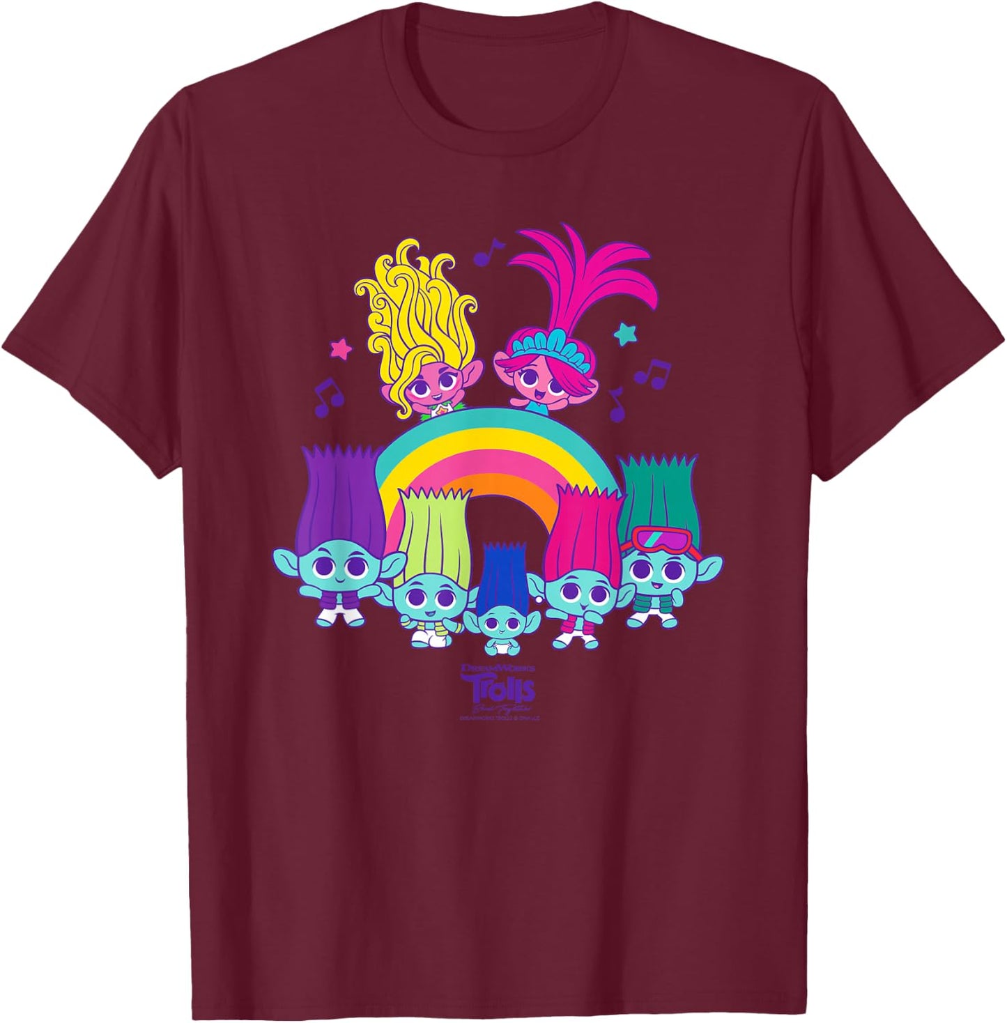 DreamWorks Trolls Band Together BroZone Poppy Viva Rainbow T-Shirt - T-Shirt | Maroon