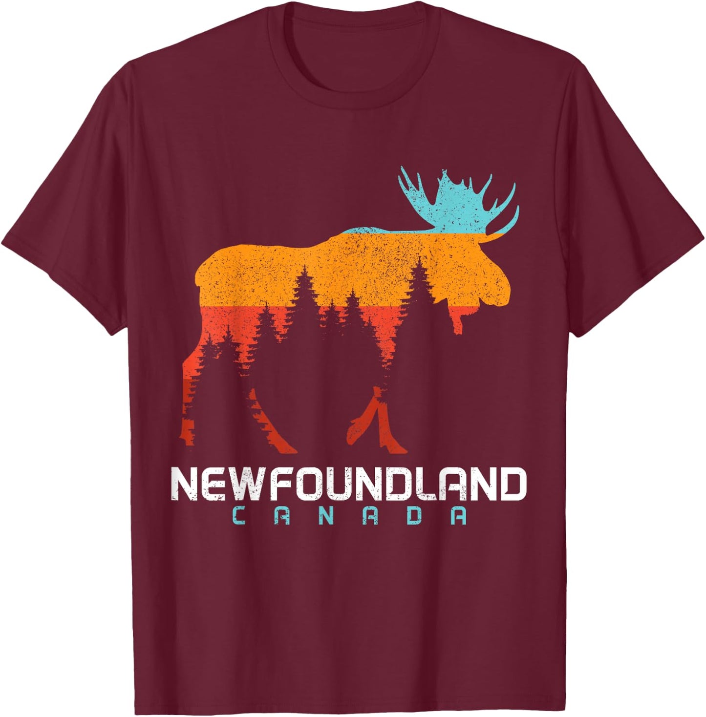 Newfoundland Canada Vintage Pride Souvenir Moose Nature T-Shirt - T-Shirt | Maroon