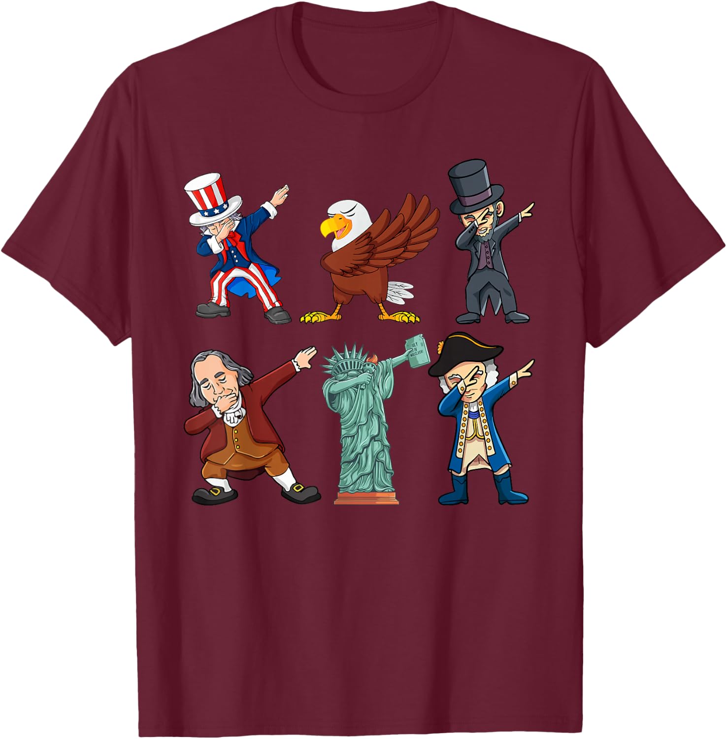 Funny Dab Uncle Sam And Friends 4th of July Boys Girls Kids T-Shirt - T-Shirt | Maroon