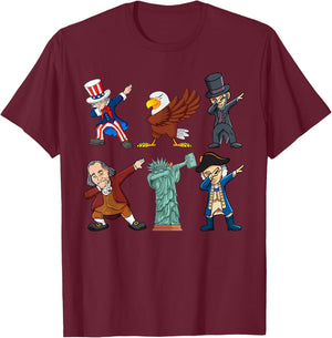 Funny Dab Uncle Sam And Friends 4th of July Boys Girls Kids T-Shirt - T-Shirt | Maroon