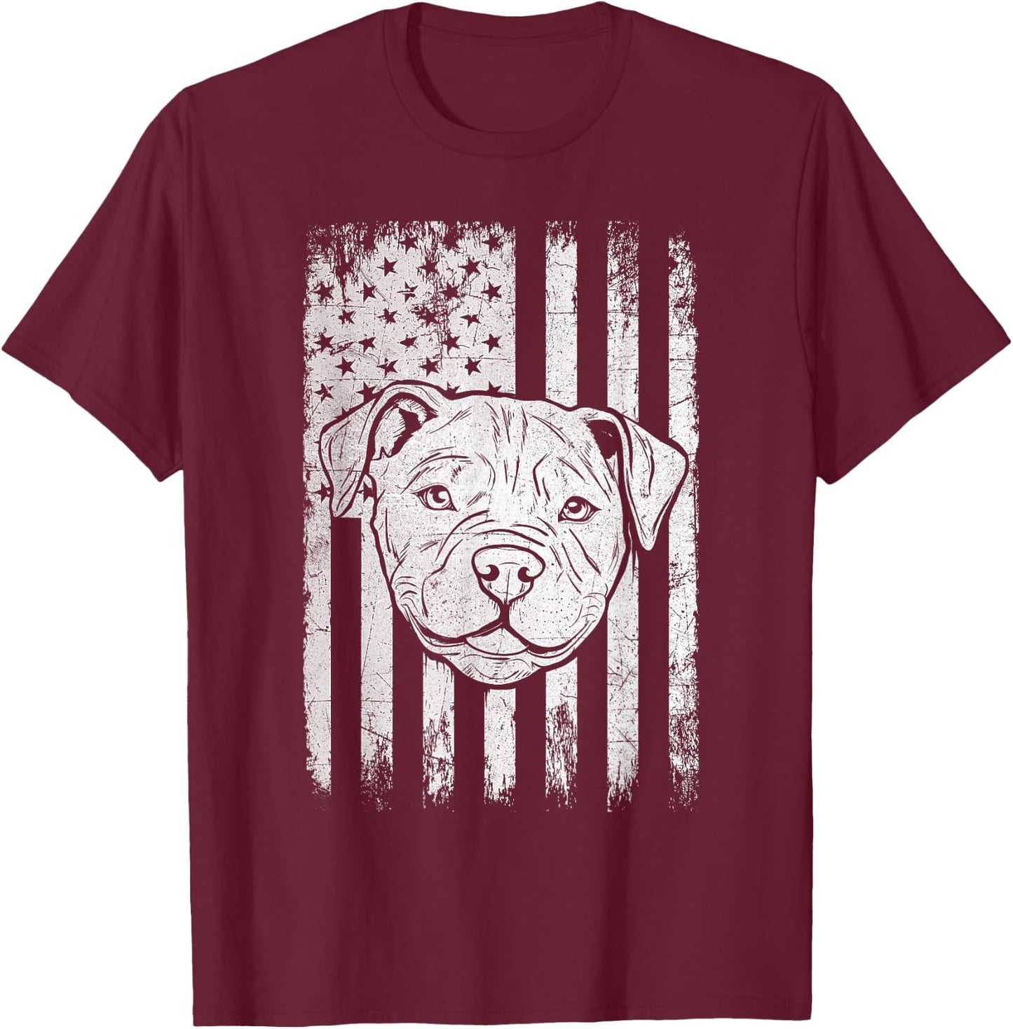 Patriotic Pitbull Dog - USA American Pet Owner Animal Lover T-Shirt - T-Shirt | Maroon