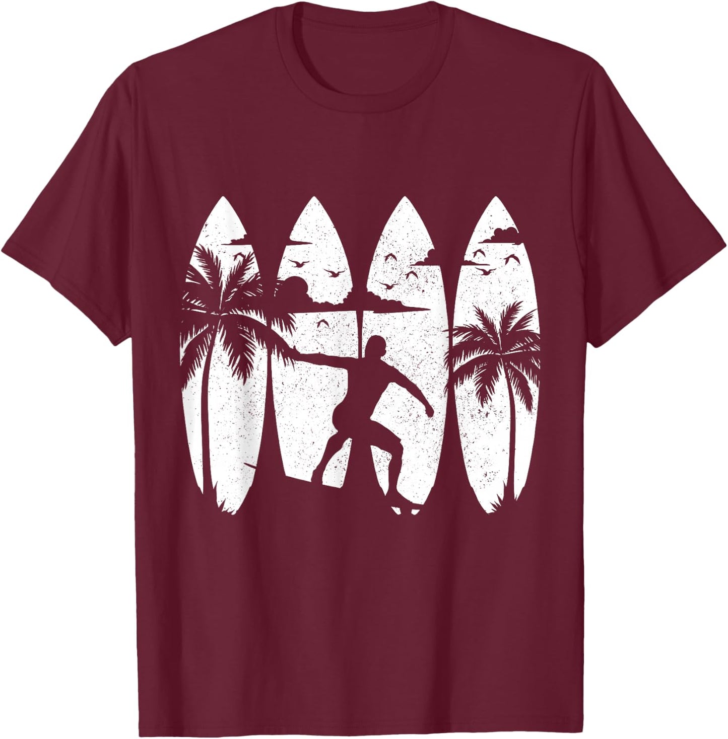 Surfer Surfboard Vintage Surfing Beach Summer Surf T-Shirt - T-Shirt | Maroon