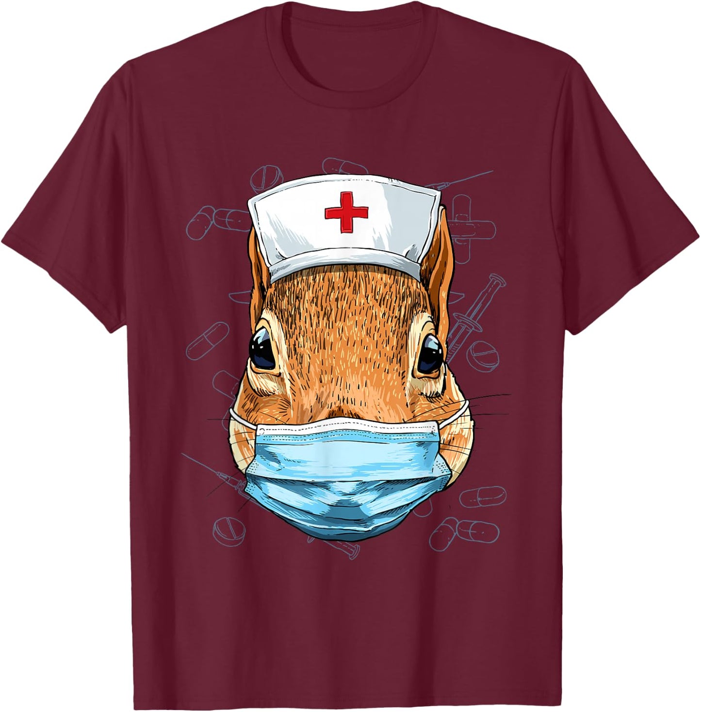 Hospital Squirrel ER Nurse RN LPN Nurse Life Squirrel Lover T-Shirt - T-Shirt | Maroon