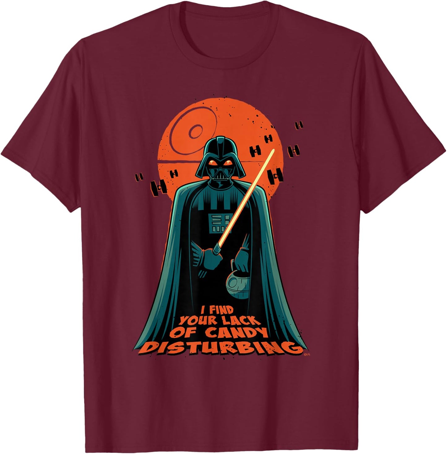 Star Wars Darth Vader Halloween Lack of Candy Disturbing T-Shirt - T-Shirt | Maroon