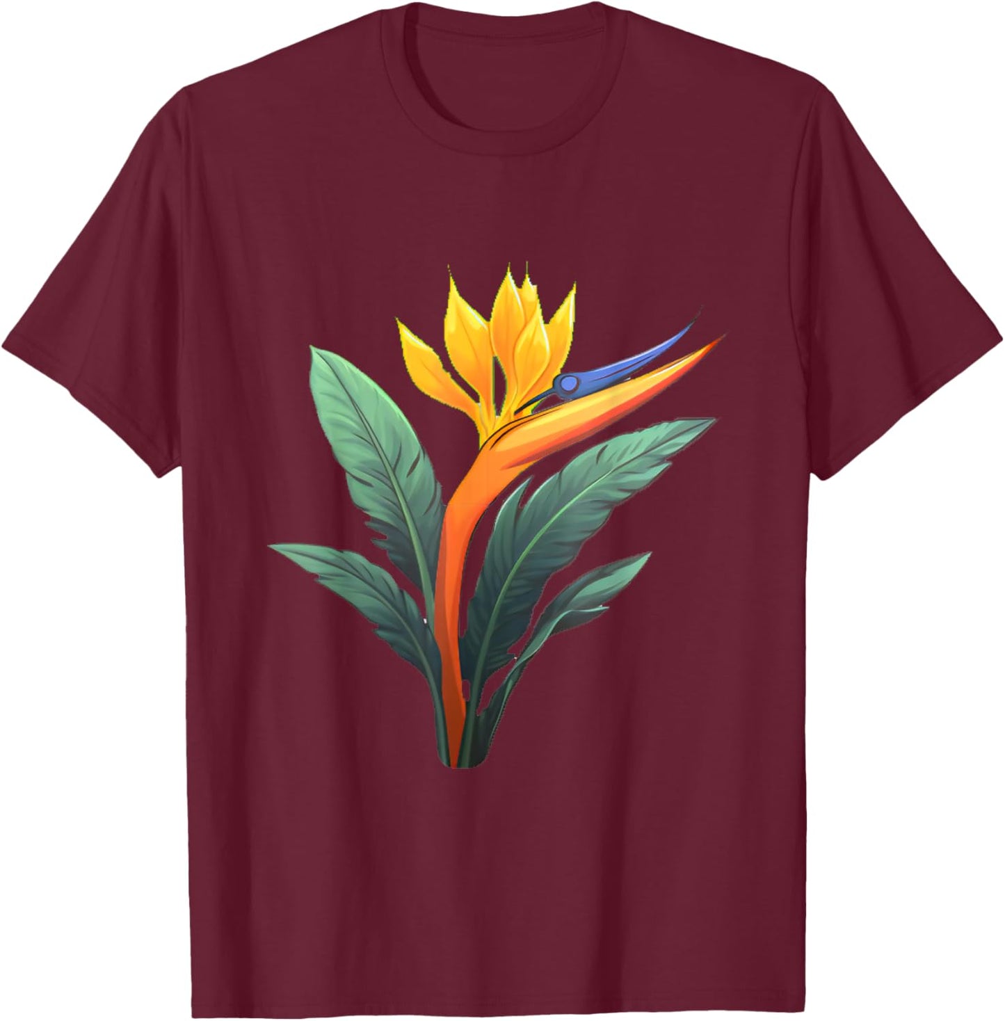 Bird of Paradise Plant Flower T-Shirt - T-Shirt | Maroon