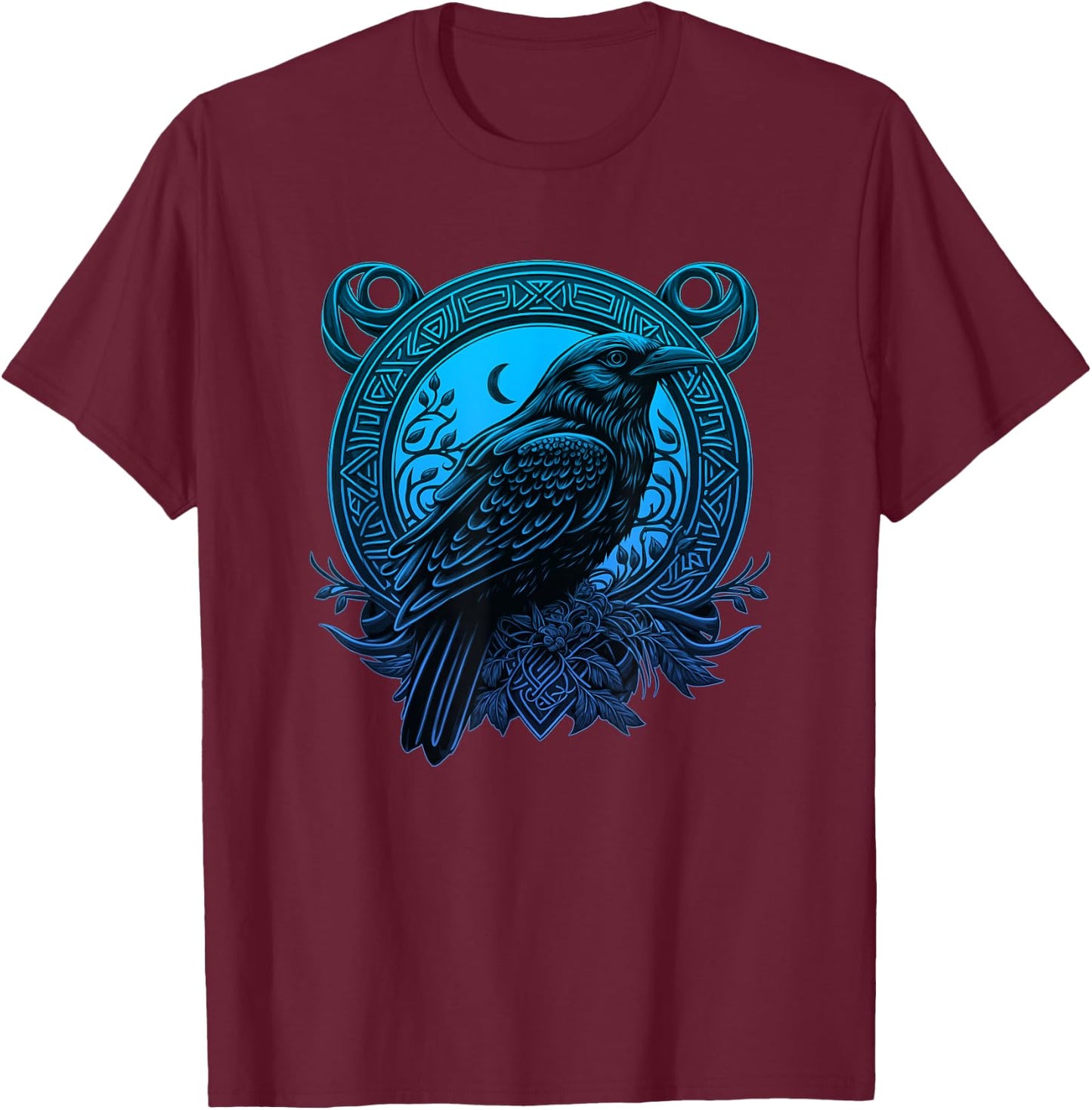 Raven Crow Celtic Art Norse Mythology Raven T-Shirt - T-Shirt | Maroon