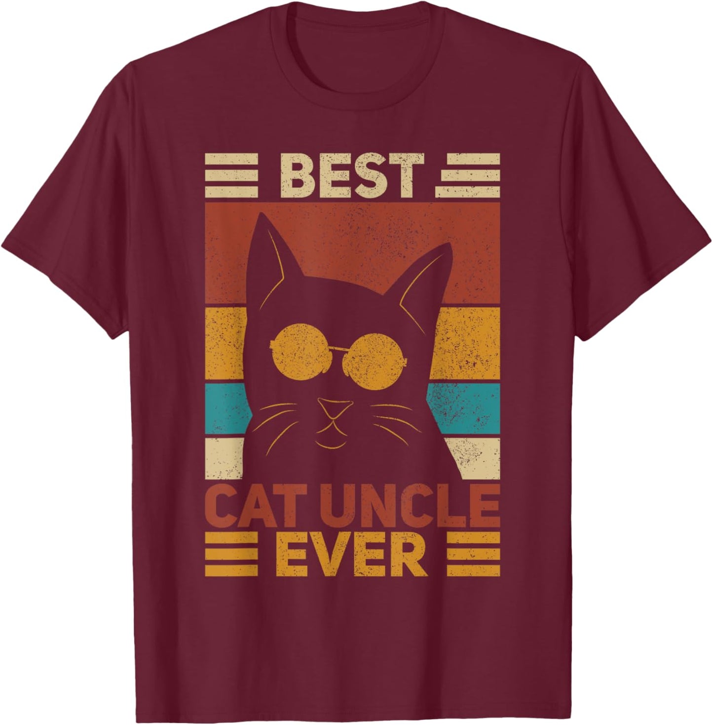 Best Cat Uncle Ever Men Cat Lover Black Cat Themed Funny Cat T-Shirt - T-Shirt | Maroon
