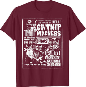 Catnip Madness Cute Kitten Cat Lover Gift Cat Owners T-Shirt - T-Shirt | Maroon