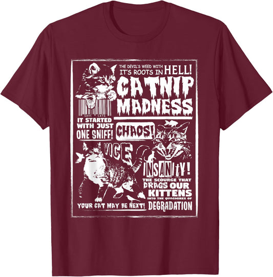 Catnip Madness Cute Kitten Cat Lover Gift Cat Owners T-Shirt - T-Shirt | Maroon