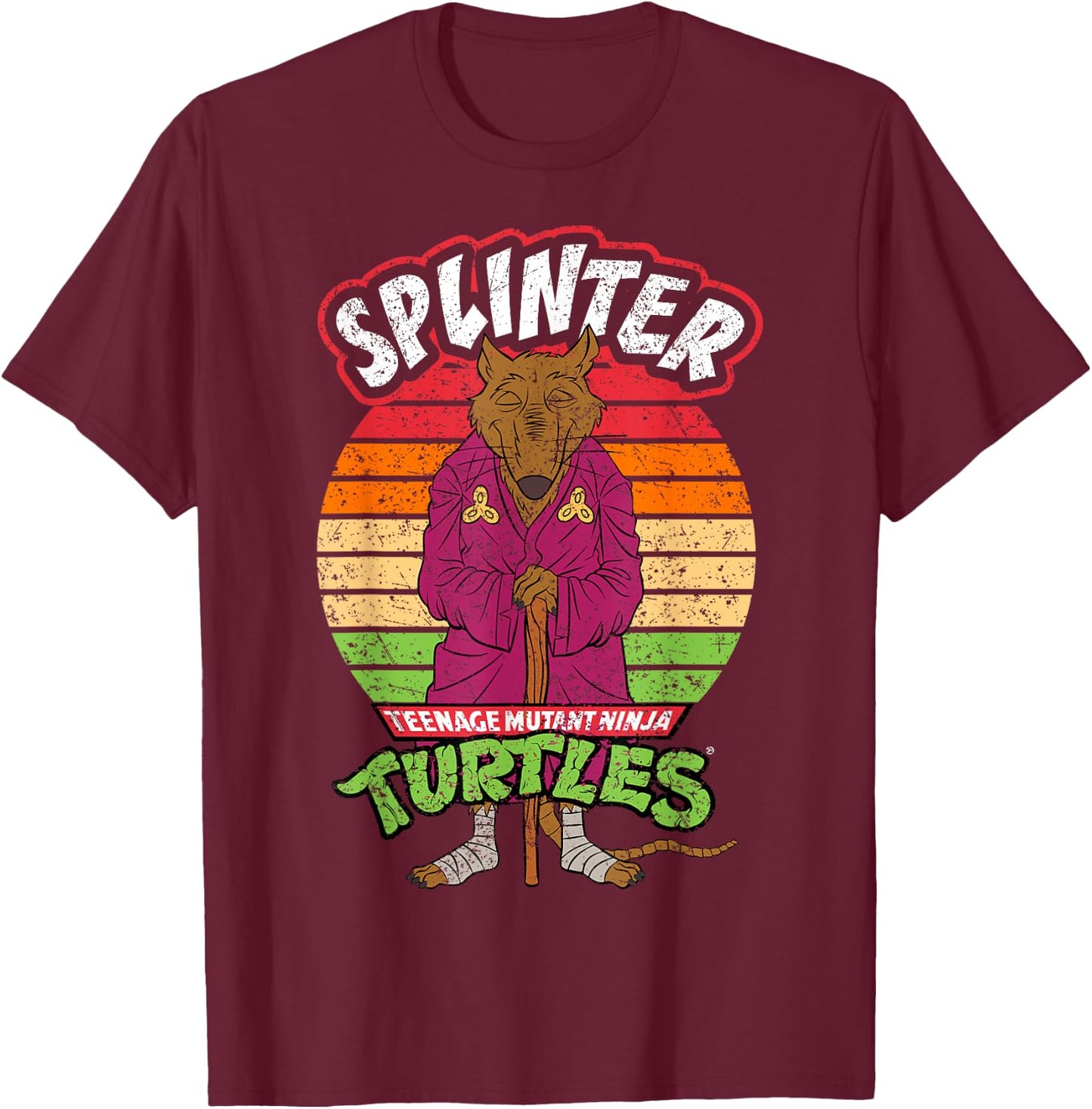 Mademark x Teenage Mutant Ninja Turtles - Teenage Mutant Ninja Turtles Splinter Ready For Action T-Shirt - T-Shirt | Maroon