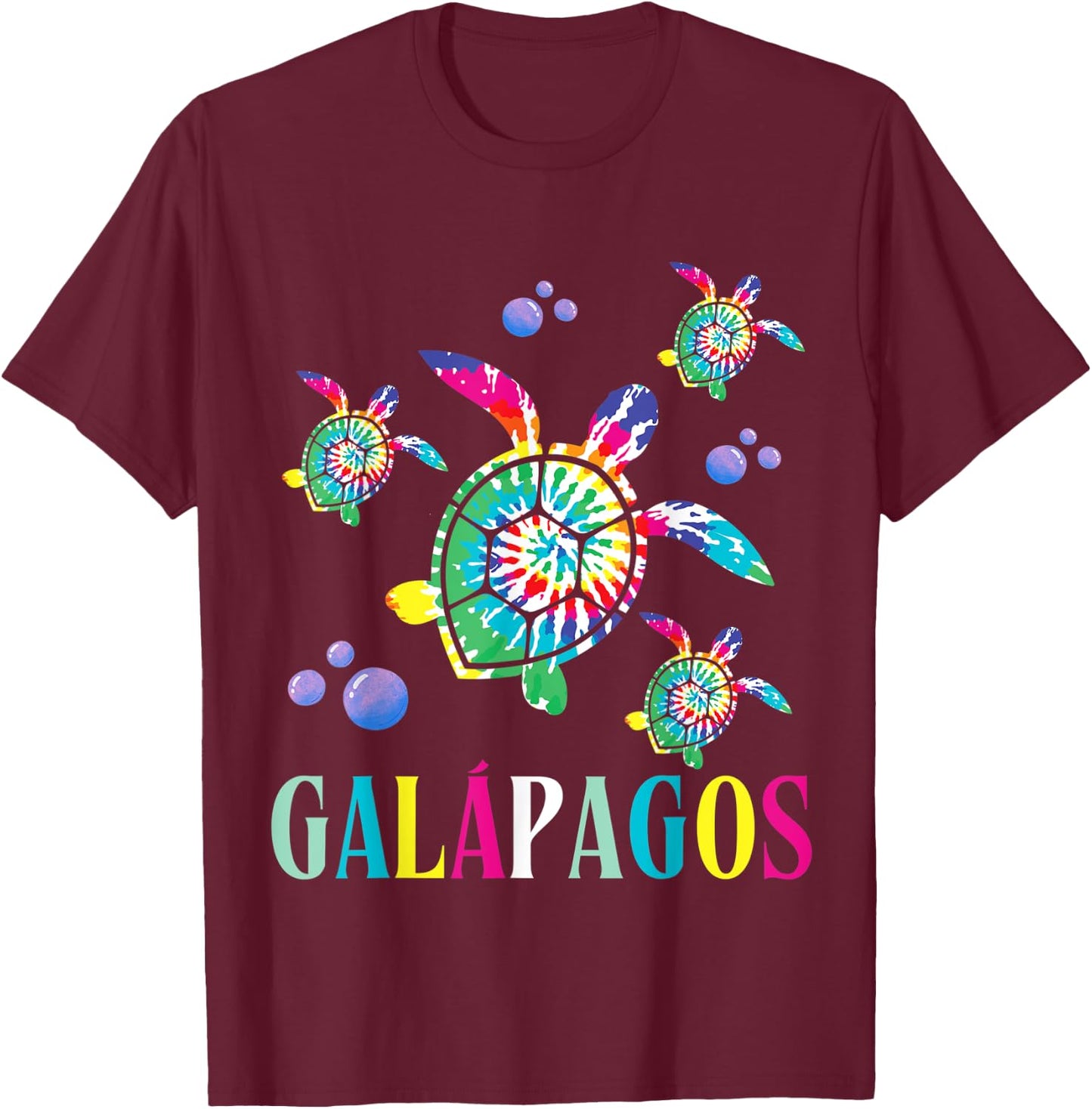 Galapagos Islands Tie Dye Sea Turtle Scuba Diving T-Shirt - T-Shirt | Maroon