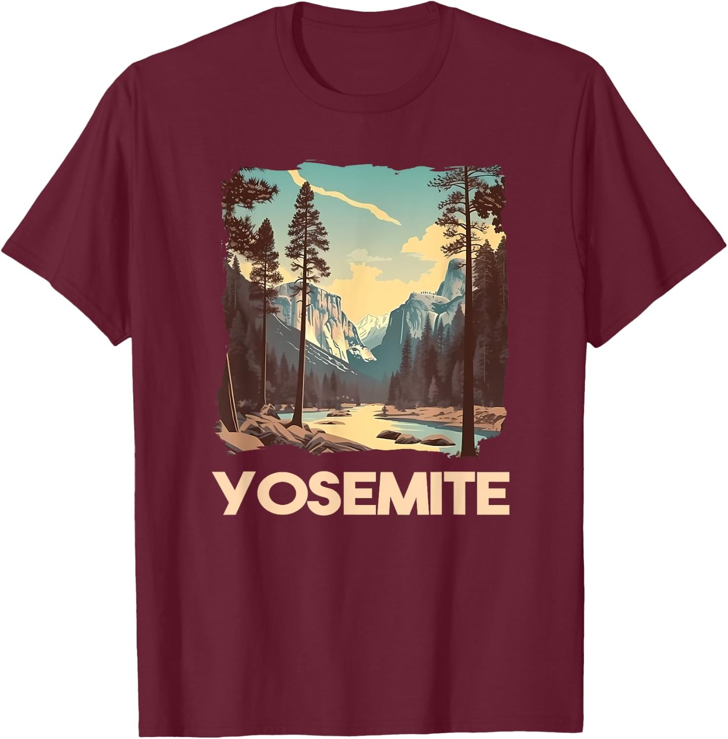Vintage Yosemite National Park Nature Lover Adventure T-Shirt - T-Shirt | Maroon