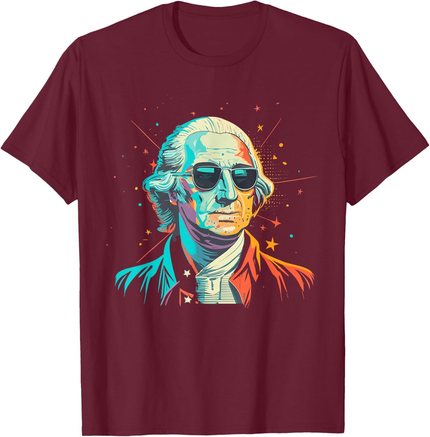 George Washington With Sunglasses | George Washington T-Shirt - T-Shirt | Maroon