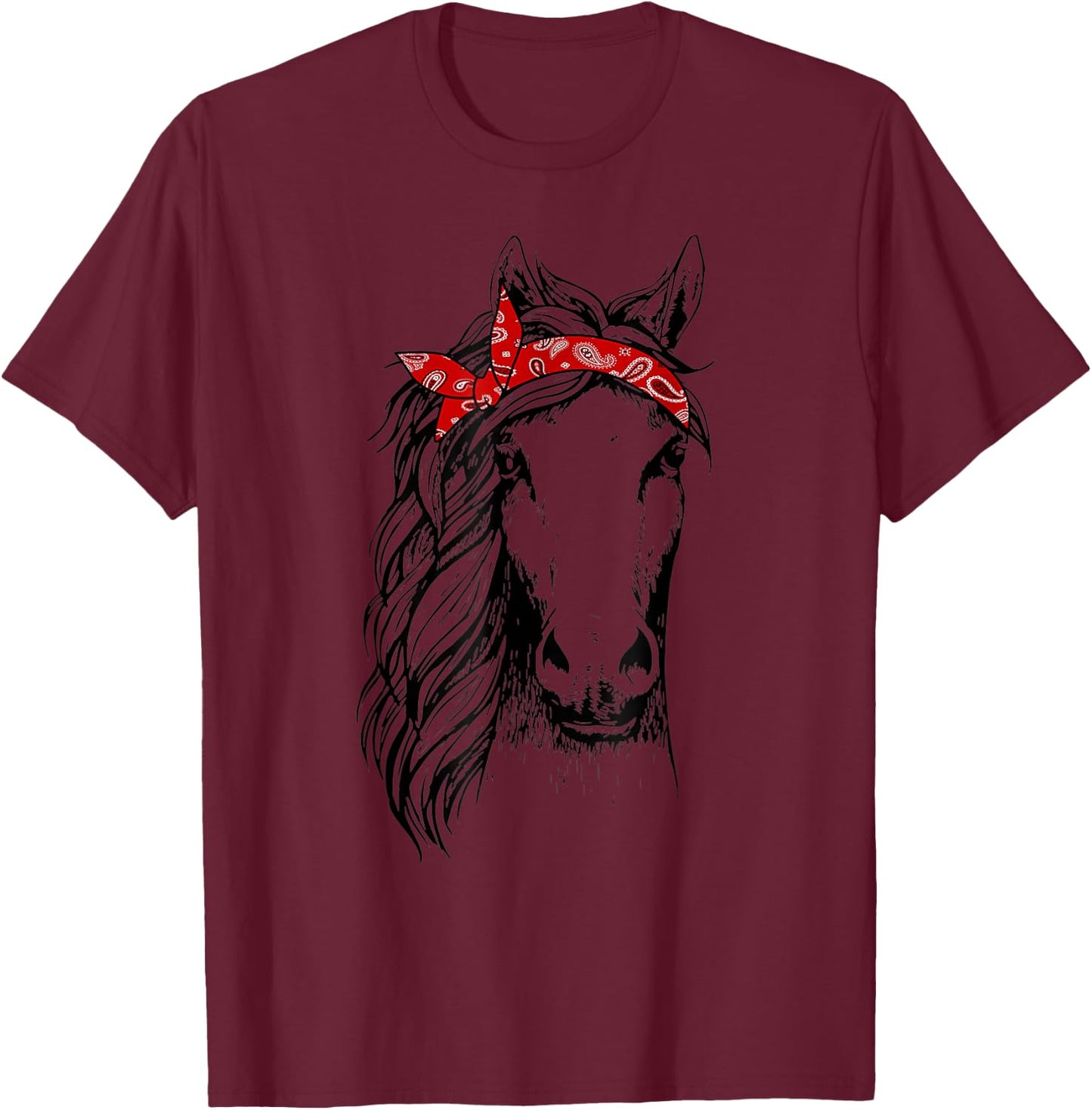 Horse Bandana for Horseback Riding Horse Lover T-Shirt - T-Shirt | Maroon