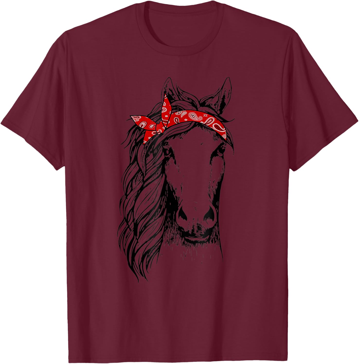 Horse Bandana for Horseback Riding Horse Lover T-Shirt - T-Shirt | Maroon