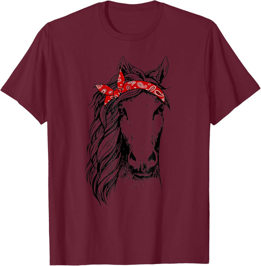 Horse Bandana for Horseback Riding Horse Lover T-Shirt - T-Shirt | Maroon