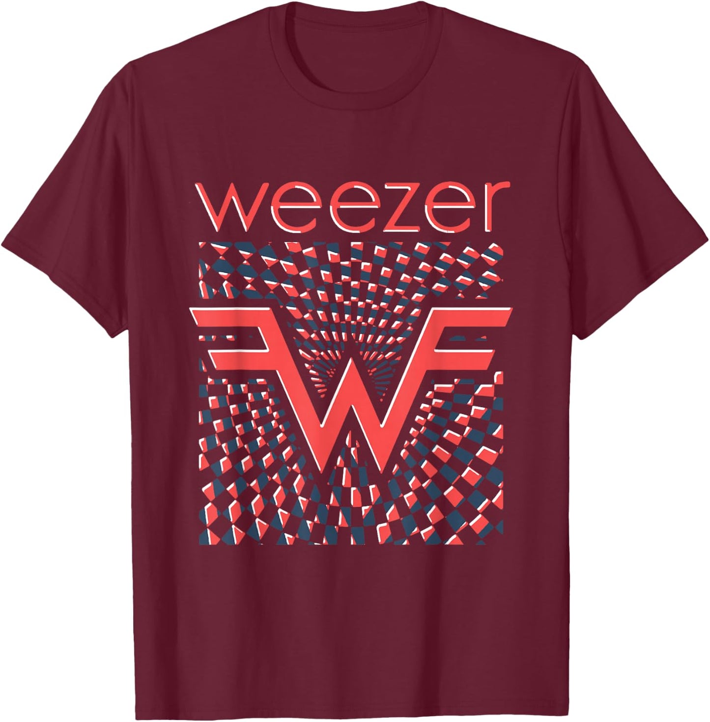 Weezer - Checkered Logo T-Shirt - T-Shirt | Maroon