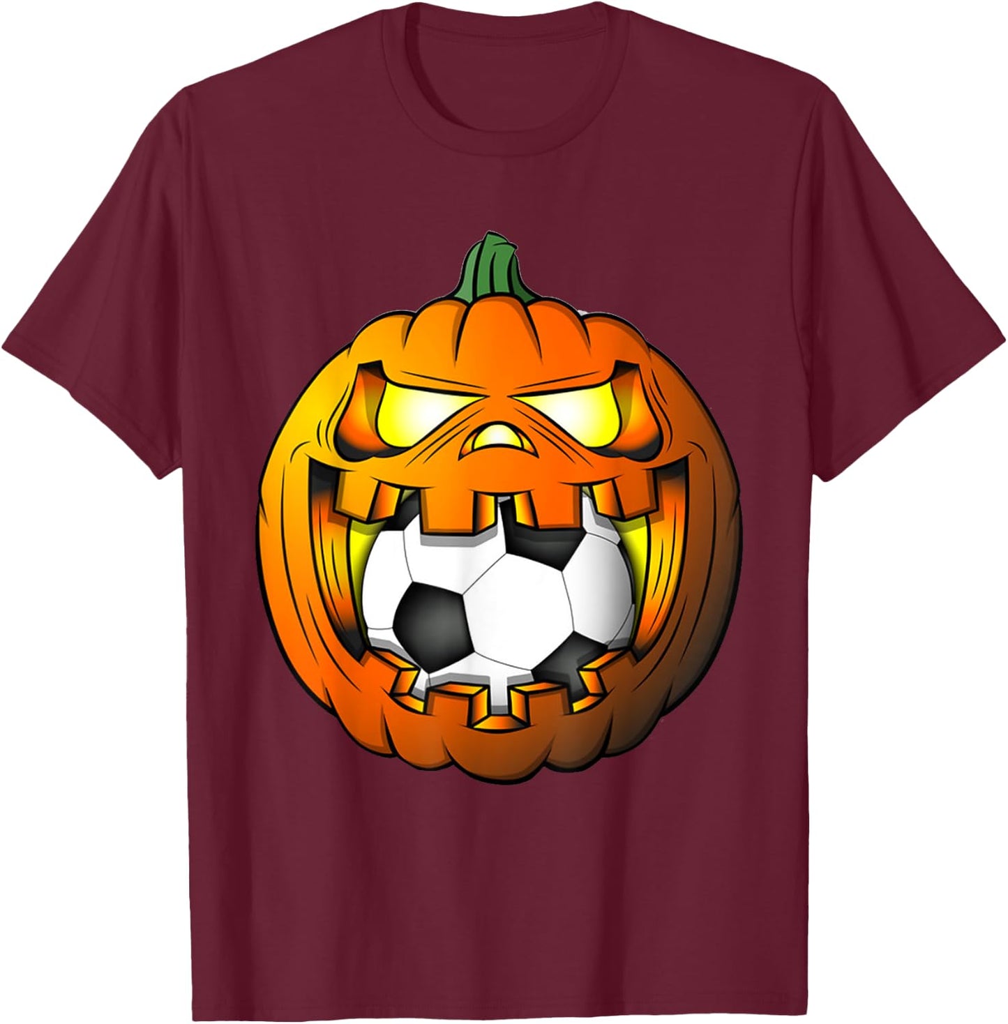 Soccer Player Halloween Pumpkin Skeleton Kids Boys T-Shirt - T-Shirt | Maroon