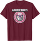 Minecraft Axolotl Adventures Circle Badge T-Shirt - T-Shirt | Maroon