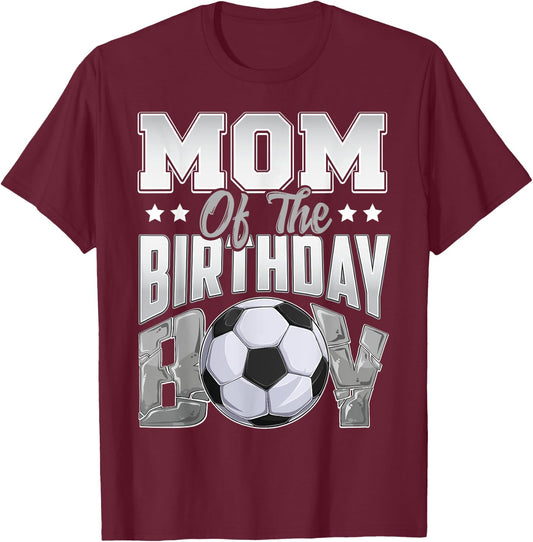 Mom Soccer birthday Boy Family Baller b-day Party T-Shirt - T-Shirt | Maroon