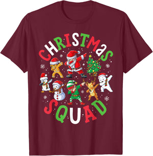 Christmas Squad Santa Dabbing Elf Family Matching Pajamas T-Shirt - T-Shirt | Maroon