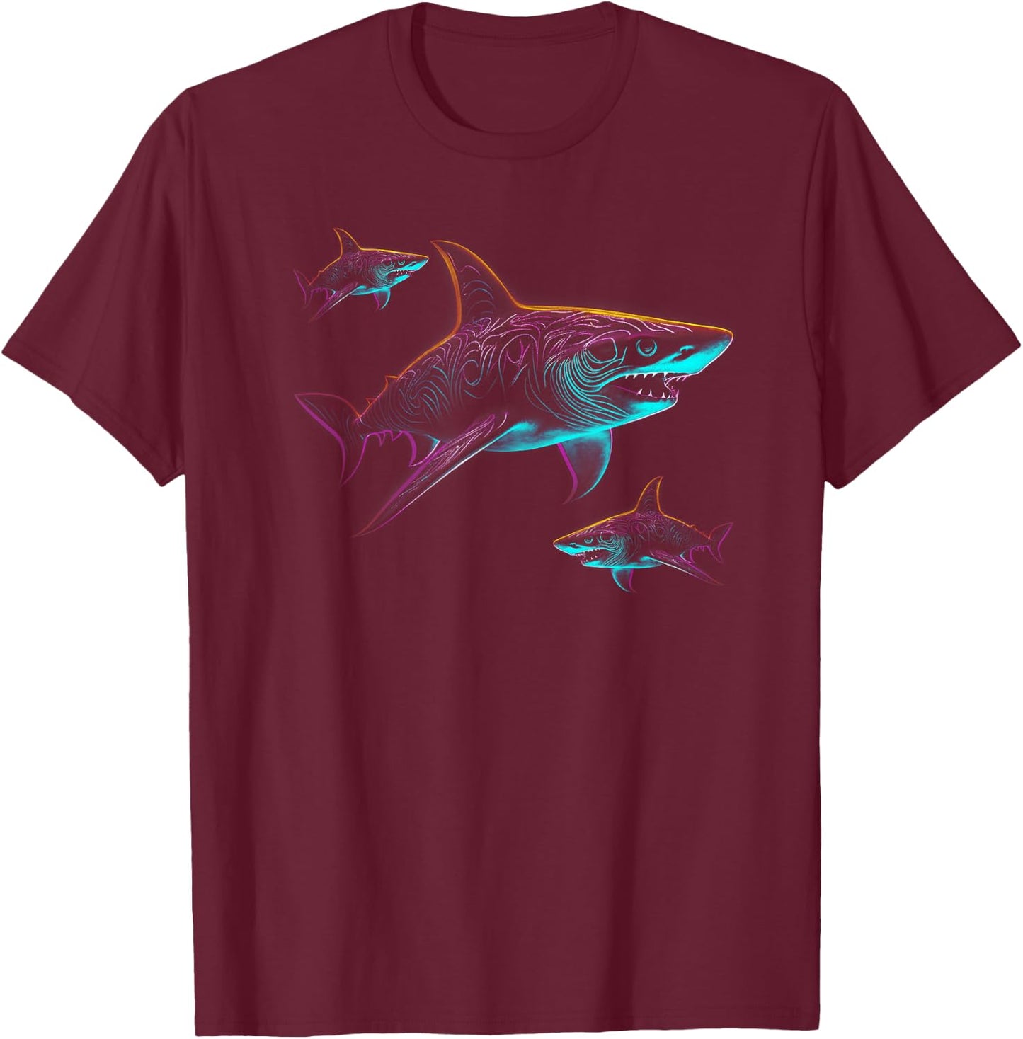 Great White Shark Ocean Fish shirt T-Shirt - T-Shirt | Maroon