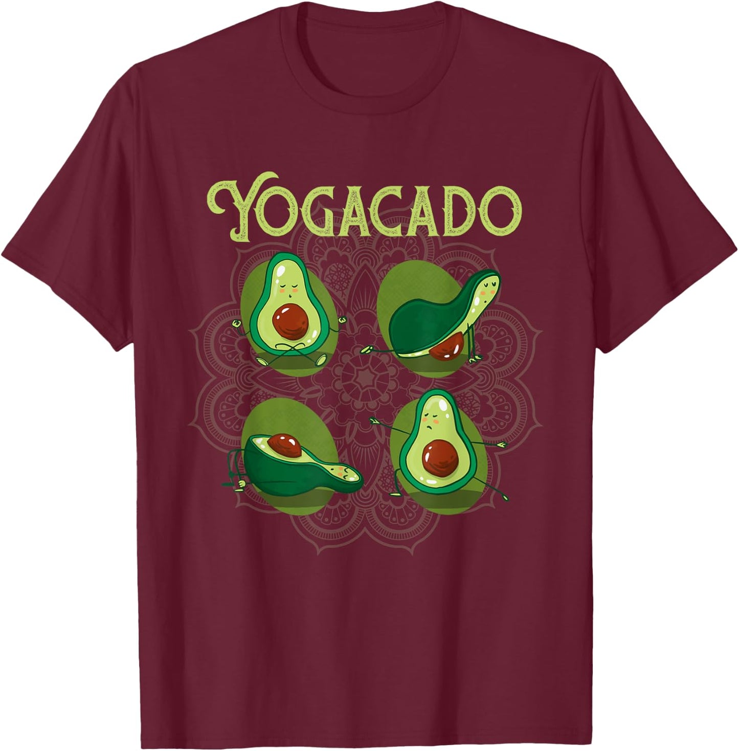Yogacado Meditation Yoga Poses | Funny Namaste Yoga T-Shirt - T-Shirt | Maroon