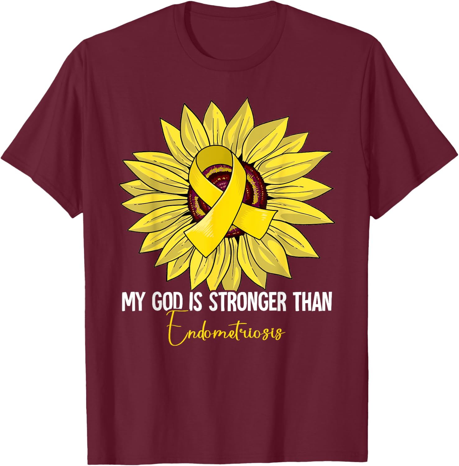 Endometriosis Awareness Gifts Endometriosis Awareness - Black, -Adults, Short Sleeve, Small T-Shirt - T-Shirt | Maroon