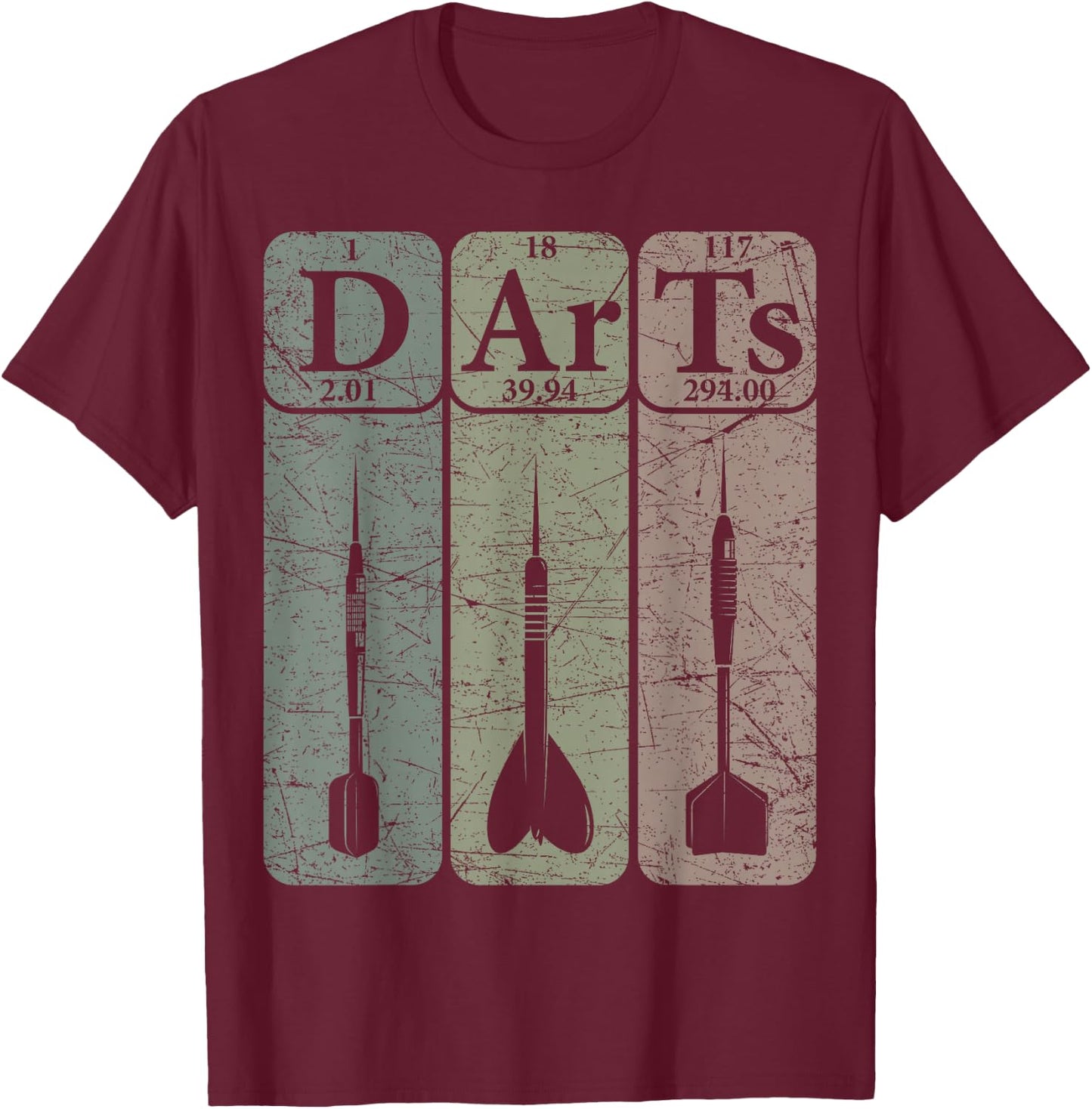 Darts Periodic Table Elements Darts Player Retro Dart T-Shirt - T-Shirt | Maroon