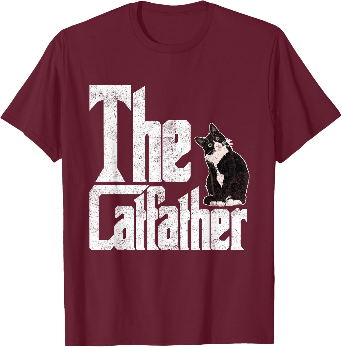 The Catfather Cat Father Mafia Whiskers Male Daddy Small T-Shirt - T-Shirt | Maroon