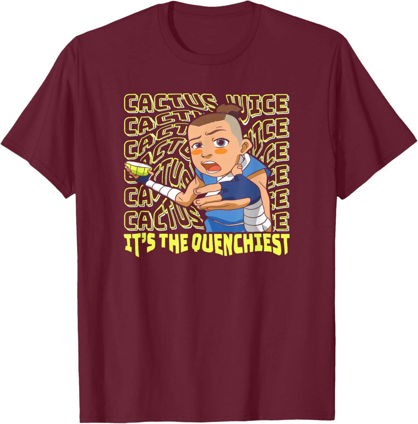 Avatar: The Last Airbender Sokka Cactus Juice Word Stack T-Shirt - T-Shirt | Maroon