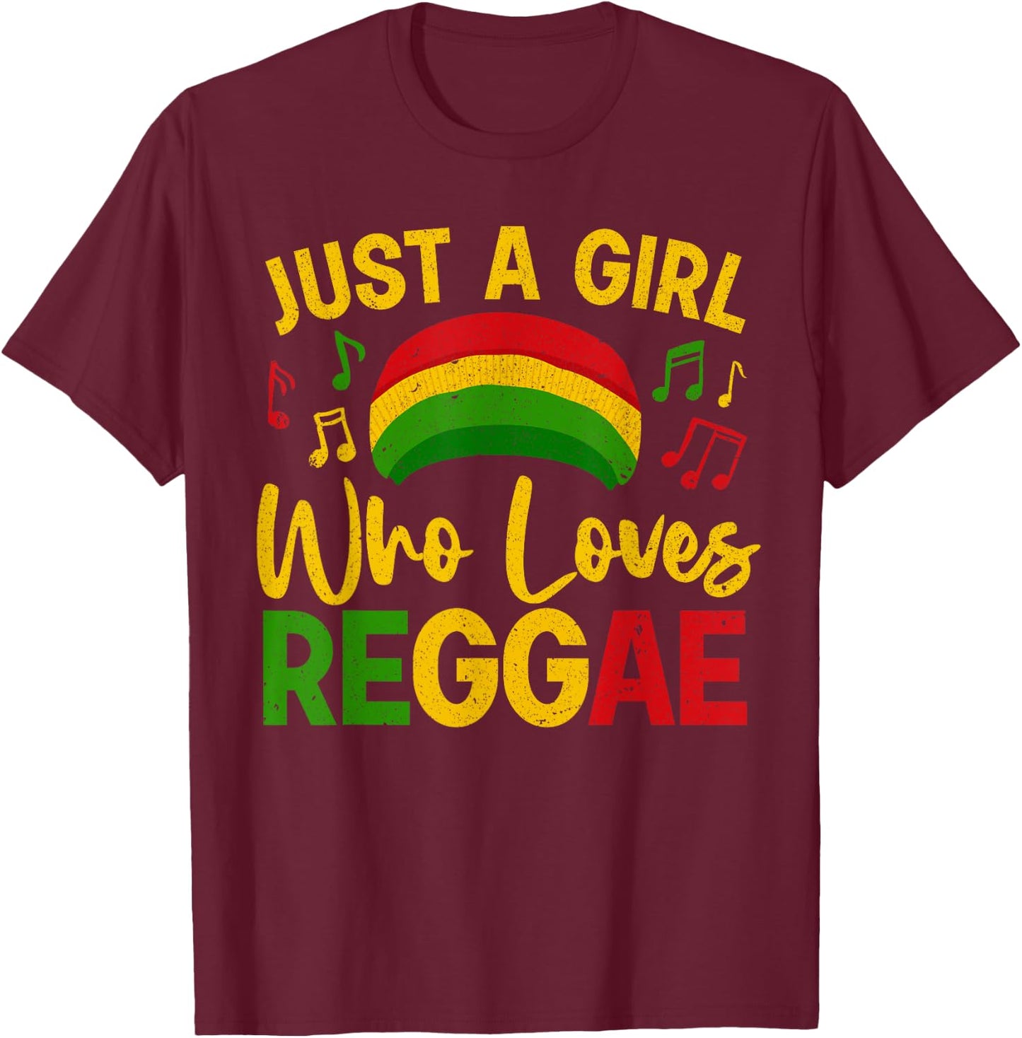 Cool Reggae For Girls Women Rasta Jamaican Music Rastafari T-Shirt - T-Shirt | Maroon
