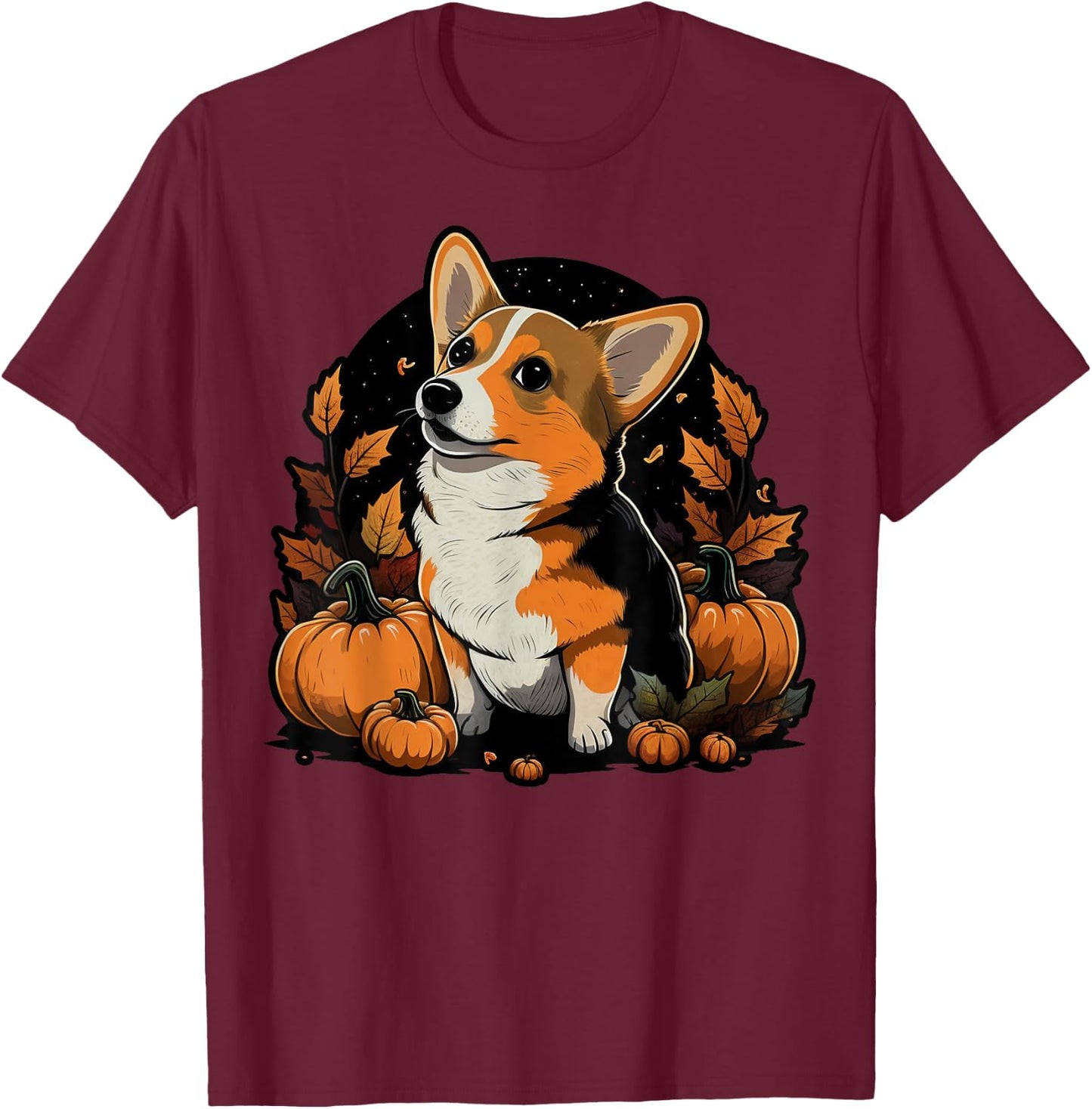 Pumpkin Welsh Corgi costume on Welsh Corgi Halloween T-Shirt - T-Shirt | Maroon