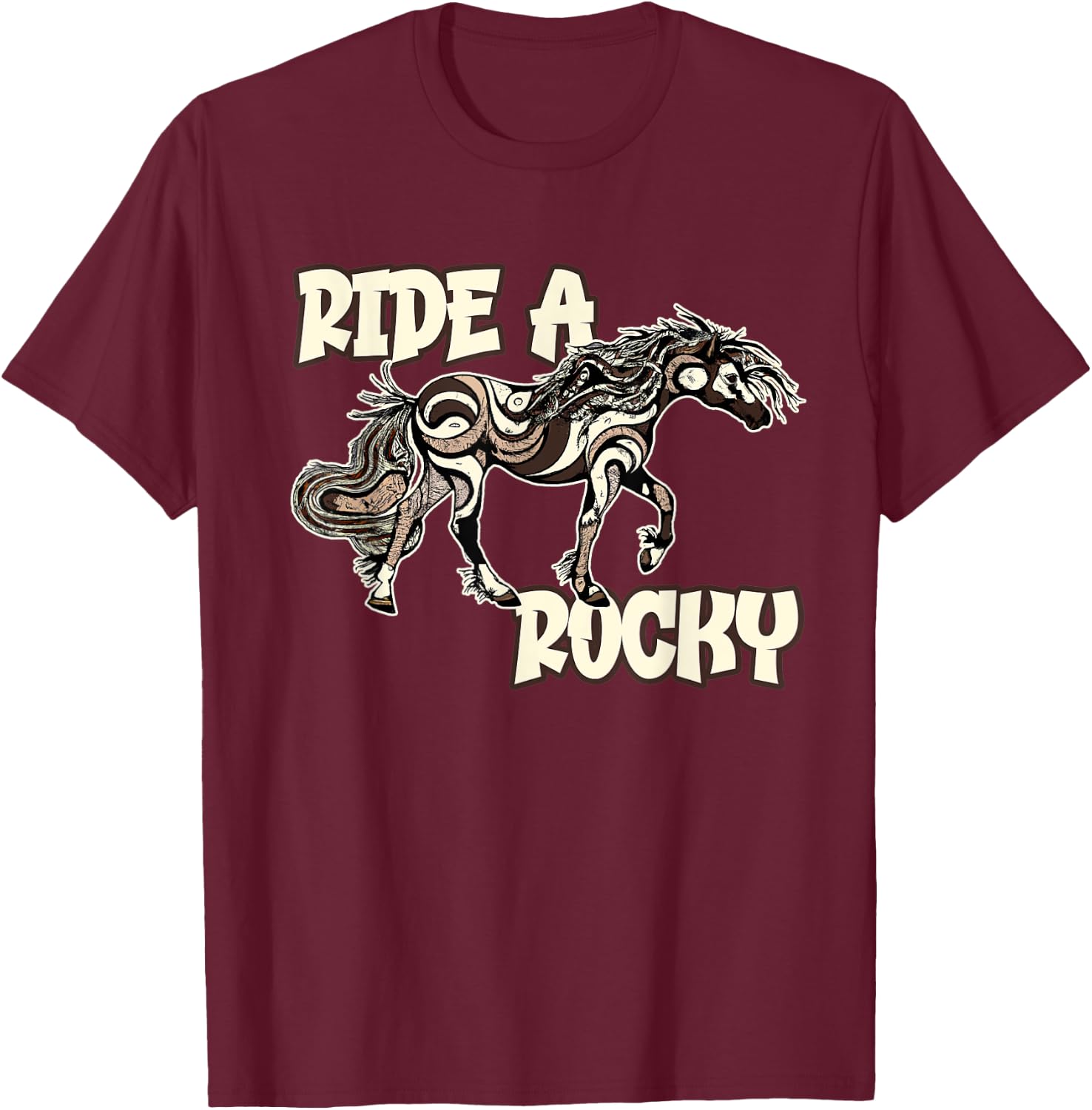 Rocky Mountain Beauty: Cute Swirl Design For Gaited Horses T-Shirt - T-Shirt | Maroon