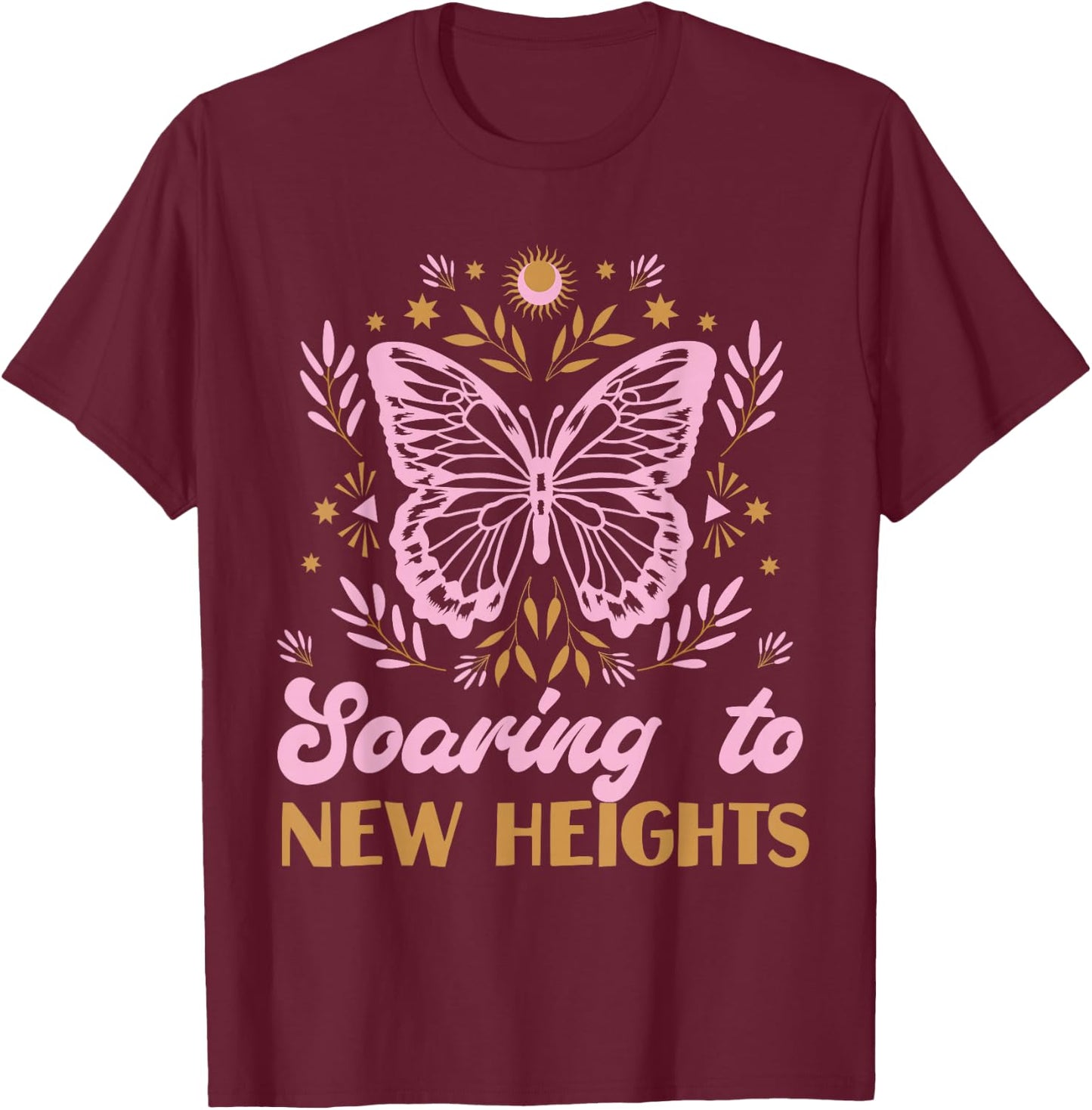 Butterfly for Girls: Soaring to New Heights T-Shirt - T-Shirt | Maroon