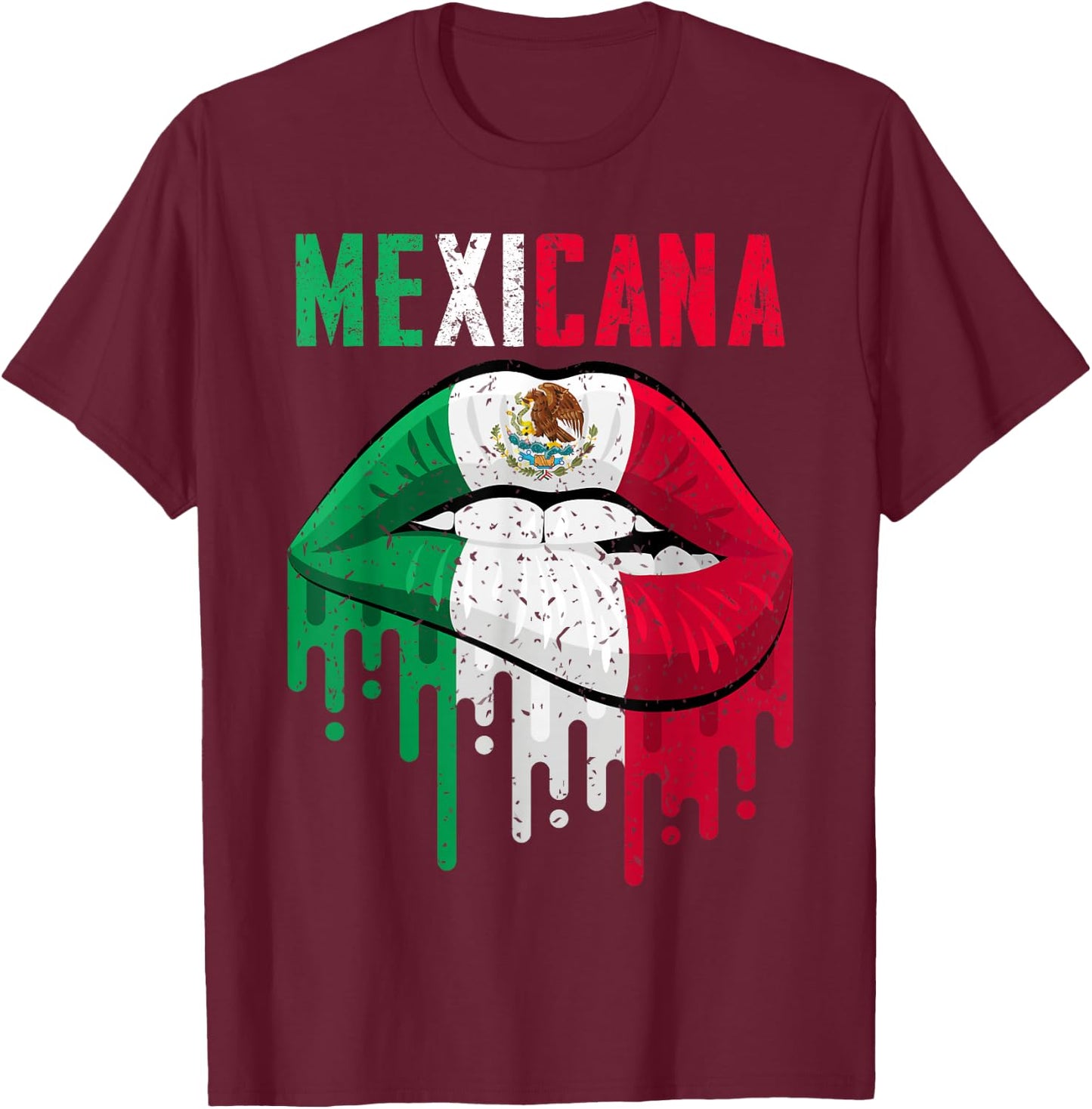 Mexican Flag Shirt Girl Women Kids Toddler Mexicana Pride T-Shirt - T-Shirt | Maroon
