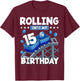 15 Year Old Rolling into 15th Birthday Rollercoaster Boys T-Shirt - T-Shirt | Maroon