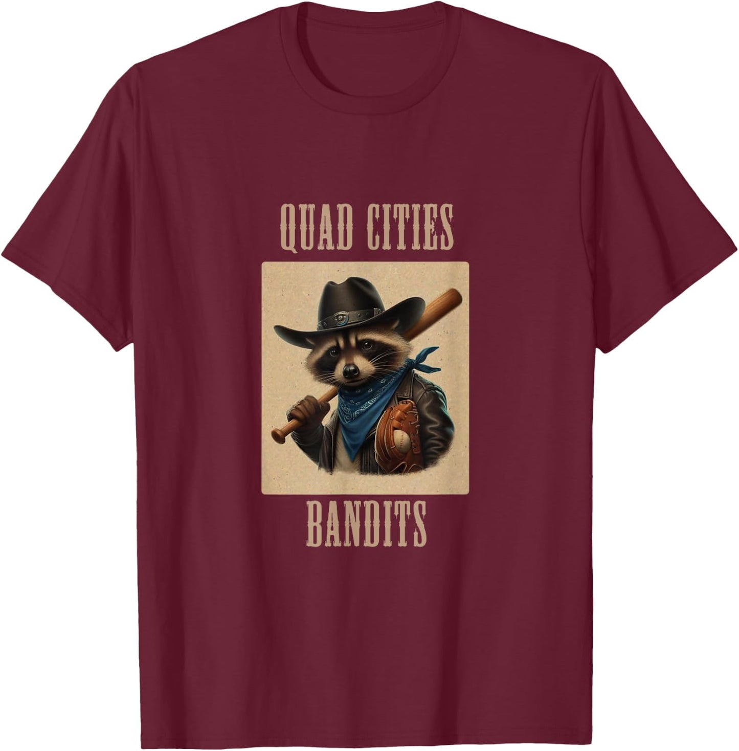 Quad Cities Bandits / Trash Pandas T-Shirt - T-Shirt | Maroon