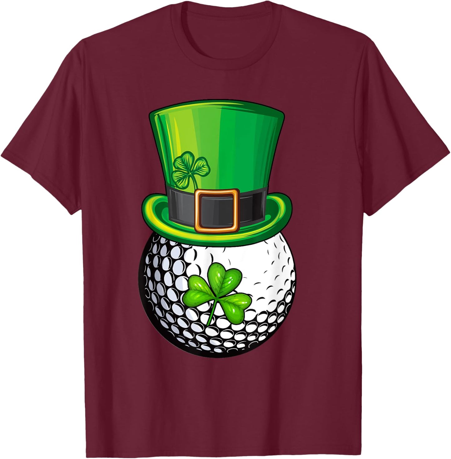Shamrock Golf St Patricks Day Boy Men Ball Leprechaun Golfer T-Shirt - T-Shirt | Maroon