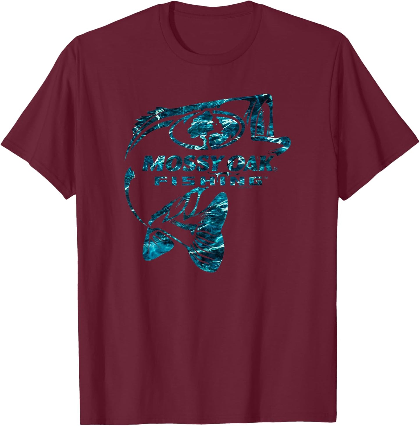 Mossy Oak Fishing Bass Open Water Classic Blue Logo T-Shirt - T-Shirt | Maroon