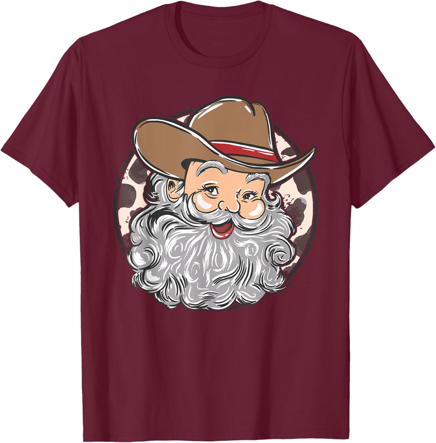 Western Cowboy Santa Christmas Cowboy Groovy Retro Xmas T-Shirt - T-Shirt | Maroon