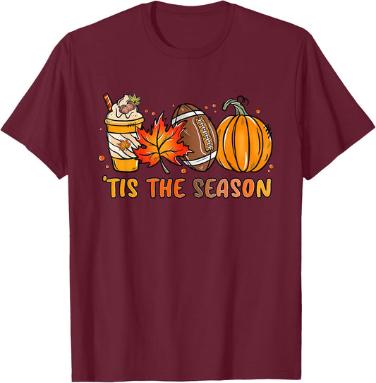 Turkey Football Outfit Kids Adults Boys Thanksgiving T-Shirt - T-Shirt | Maroon
