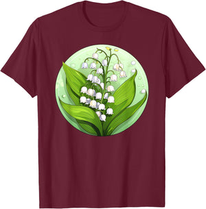Lily Of The Valley Flower - Convallaria Majalis - White Lily T-Shirt - T-Shirt | Maroon