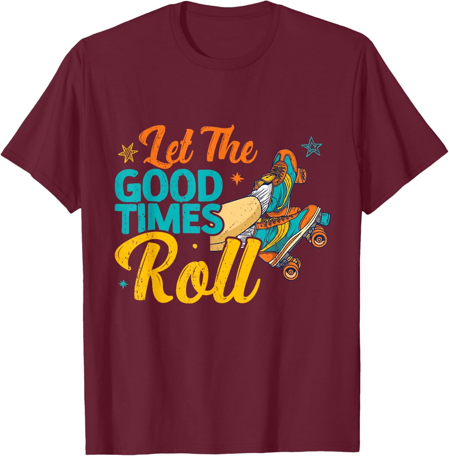 Retro Rollerskates 80's Derby Roller Skating for Teen Girls T-Shirt - T-Shirt | Maroon