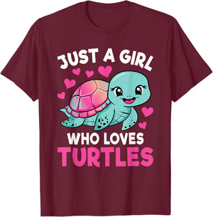 Just A Girl Who Loves Turtles Ocean Animal Sea Turtle Kids T-Shirt - T-Shirt | Maroon