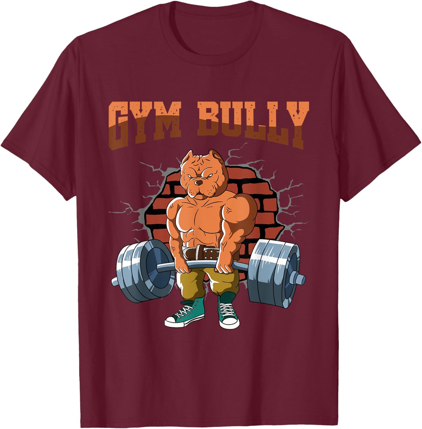 Fitness Dog GYM BULLY Deadlift Workout Training T-Shirt - T-Shirt | Maroon