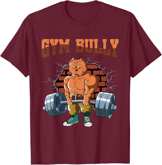 Fitness Dog GYM BULLY Deadlift Workout Training T-Shirt - T-Shirt | Maroon