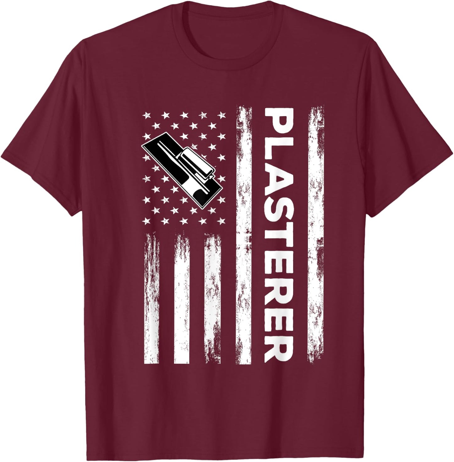 USA Flag Plasterer Outfit Bricklayer America Mason T-Shirt - T-Shirt | Maroon