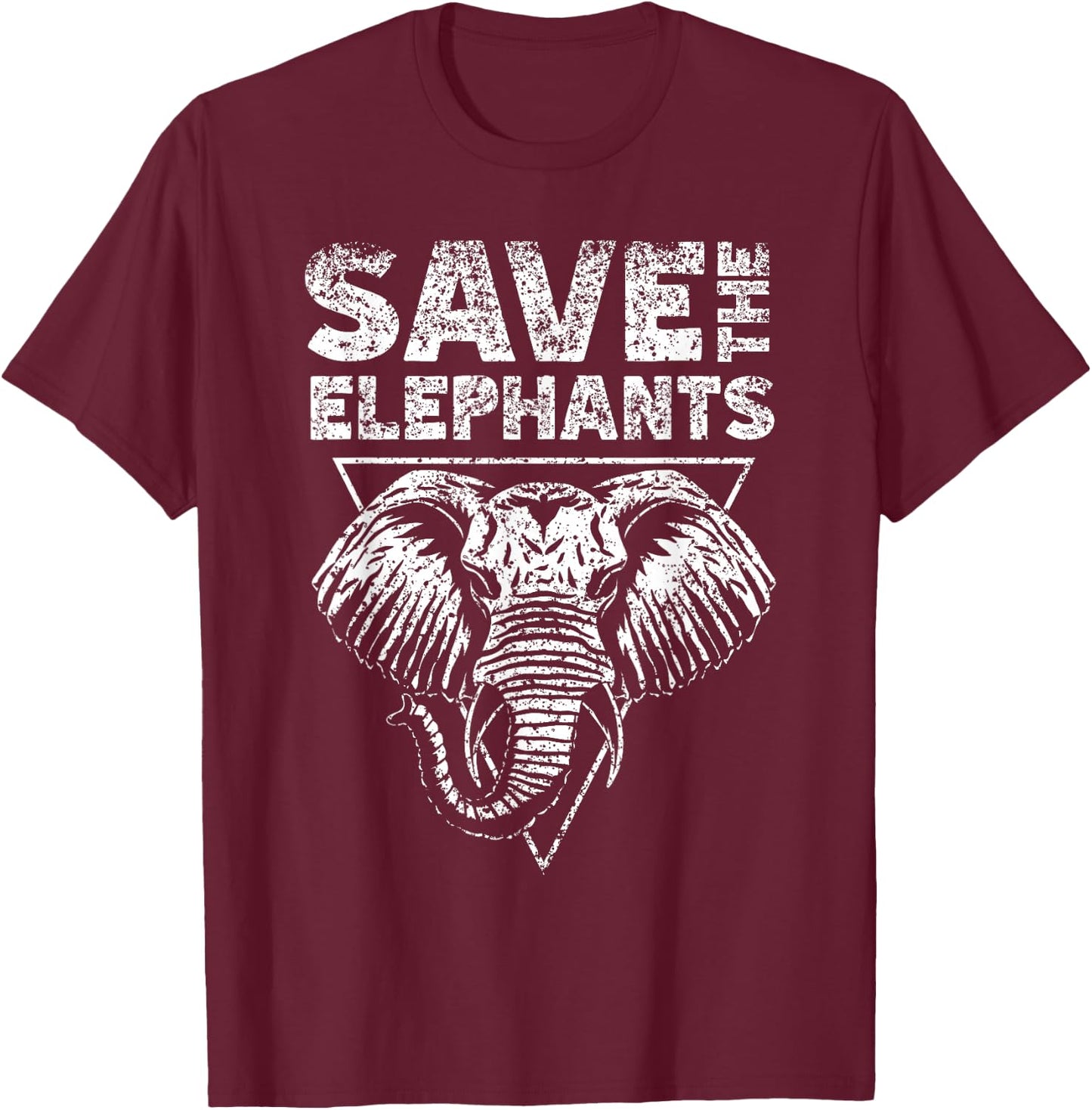 Save The Elephants Endangered Elephant Rescue T-Shirt - T-Shirt | Maroon